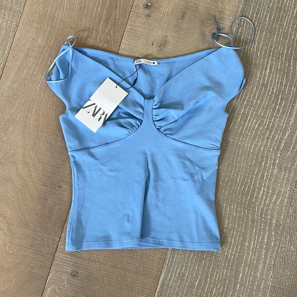 Zara Blue off the shoulder top